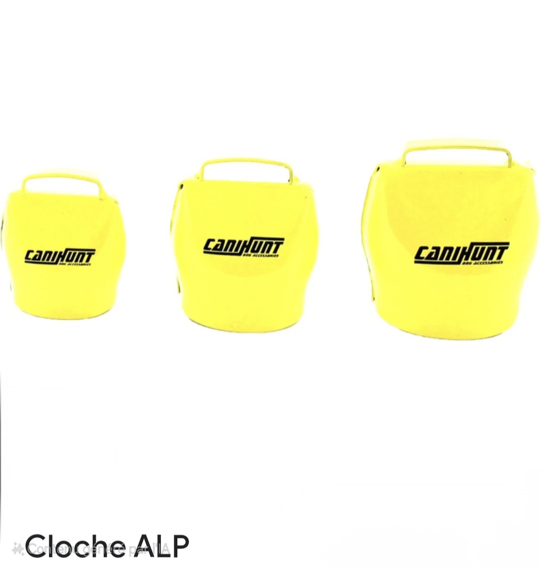 Cloches ALP  H5cm jaune passant collier 28 mm