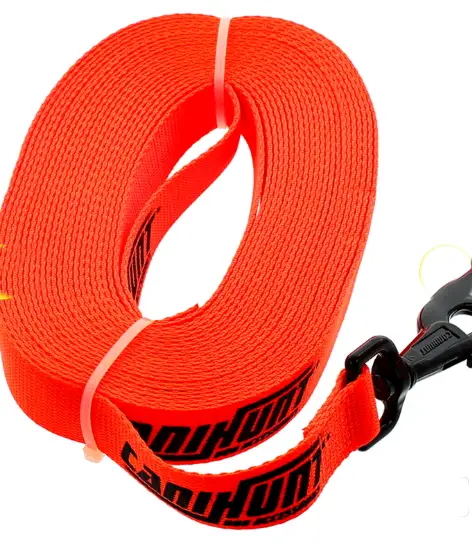 Longe pour chien HUNTER FIRST 10ML sangle Plate Polyester 25mm Orange