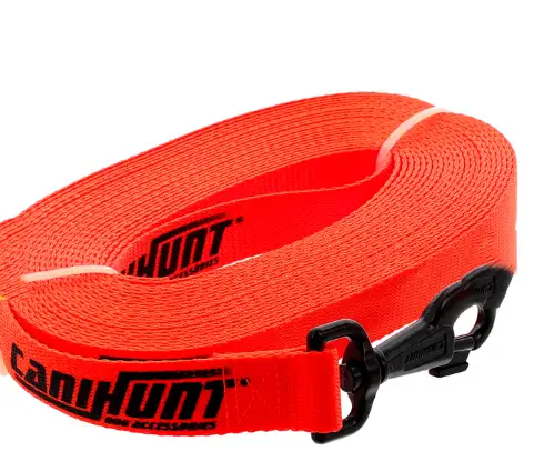 Longe pour chien HUNTER FIRST 10ML sangle Plate Polyester 25mm Orange
